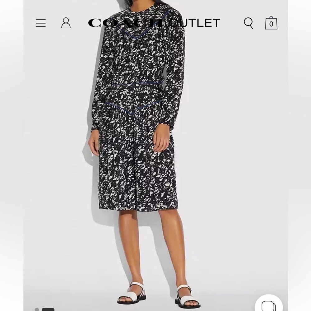 NEW COACH 1941 Black & White Yoke Long Sleeve Dress size 0